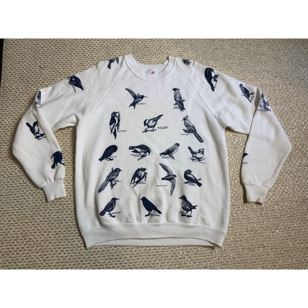 Vintage Jerzees Bird Identification Sweatshirt XL USA Raglan bird lovers